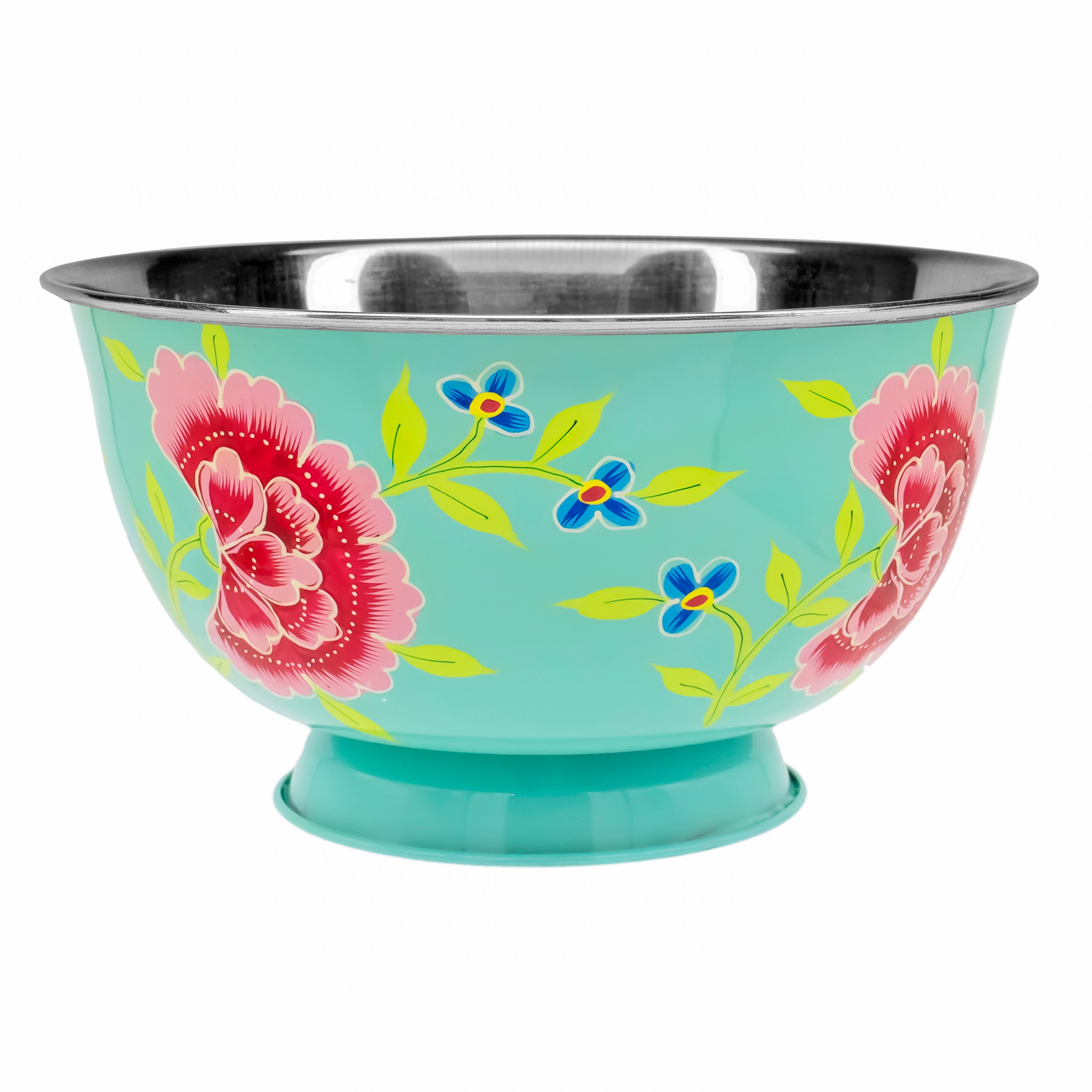 Large Mint Floral Bowl