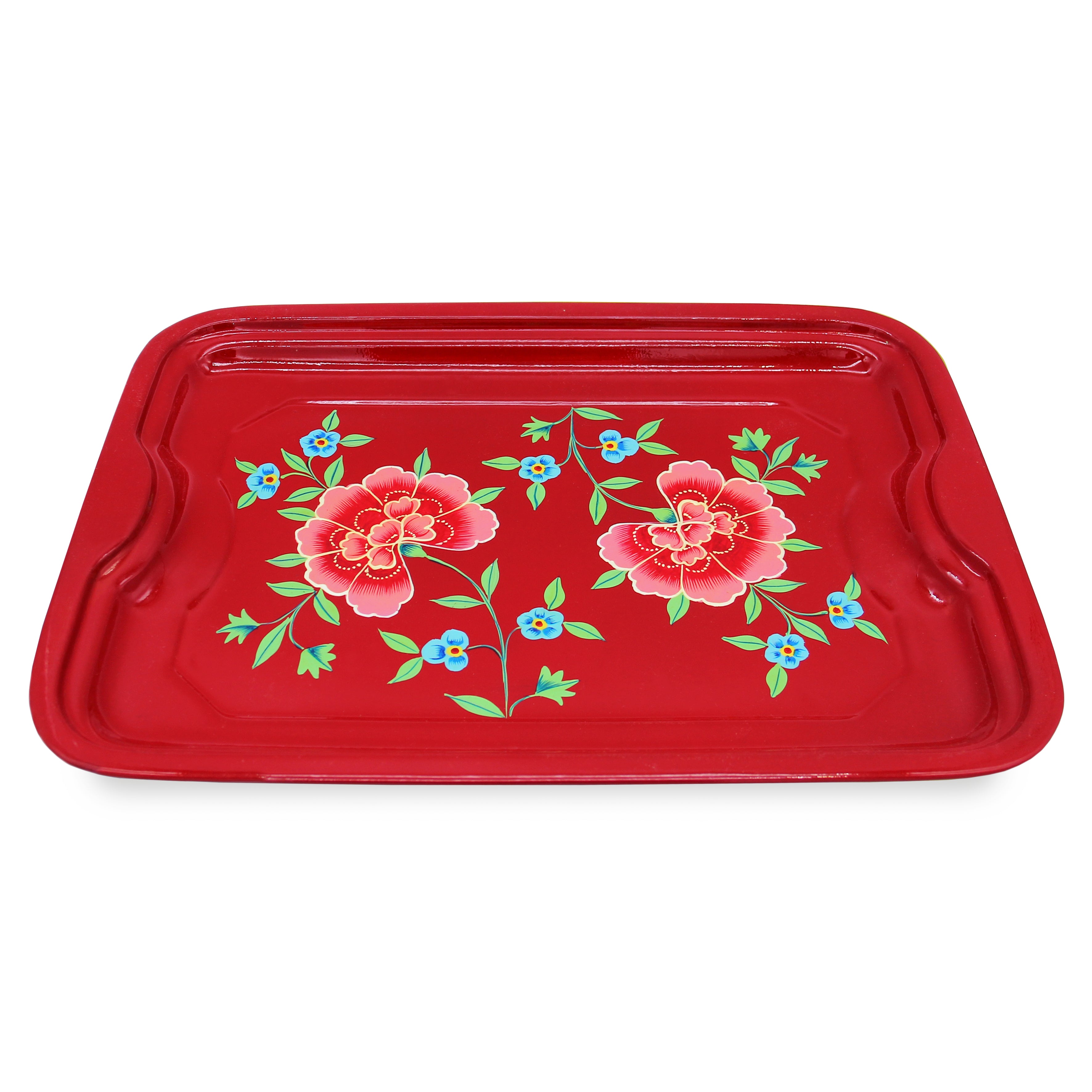 Large Red Floral Tray